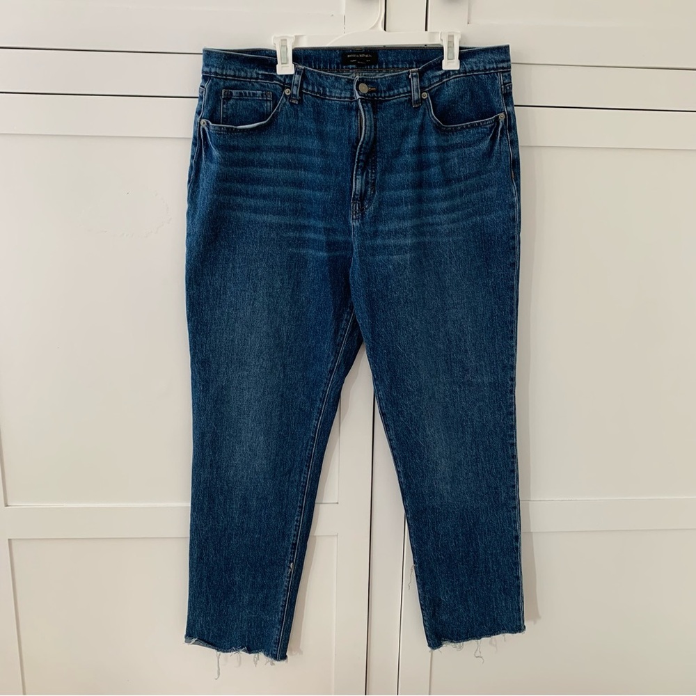 Banana Republic Dark Wash High Rise Curvy Slouch Straight Jean Frayed Size 16